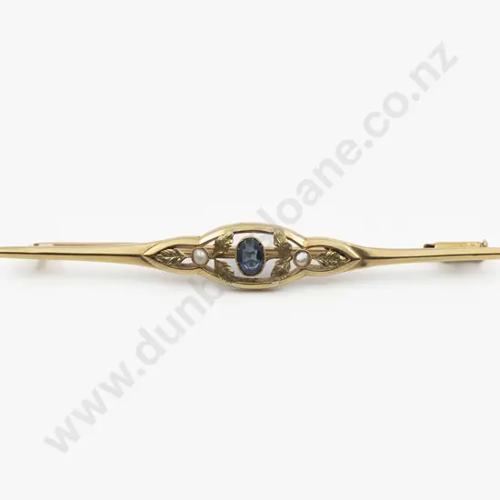 Early C20th 18ct French Sapphire Bar Brooch