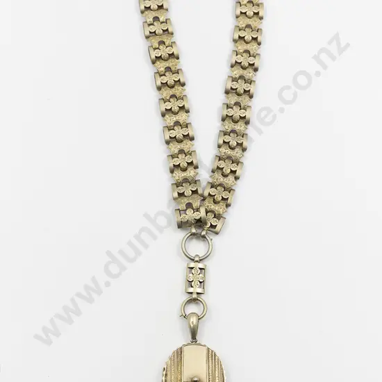 Victorian Silver Gilt Photo Locket on Fancy Chain