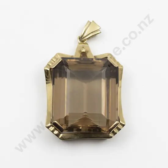 14ct Mounted Large Smokey Quart Pendant