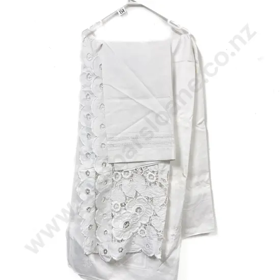 Damask Linen Tablecloth and Two Others (Some Staining)