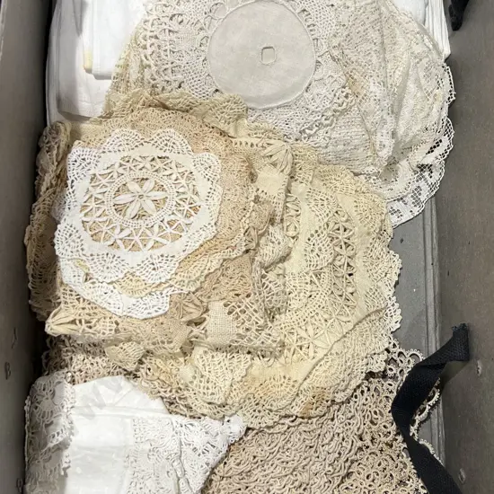 Collection of Handmade Lace and Other Doilies and Linen Napkins (Some Staining)