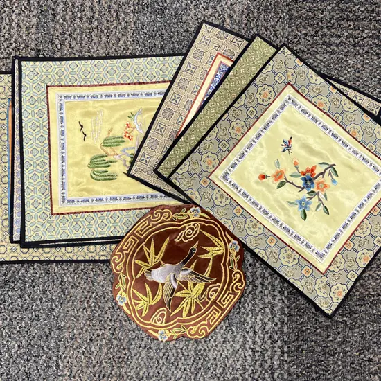 Eight Chinese Silk Embroidered Dollies