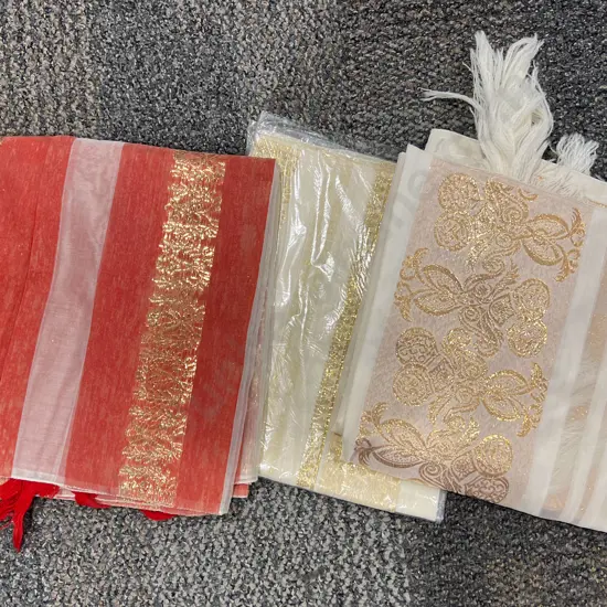 Ratan Raipur Three Vintage Gold Thread Scarves