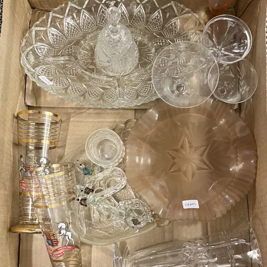 Box of Assorted China and Glassware
