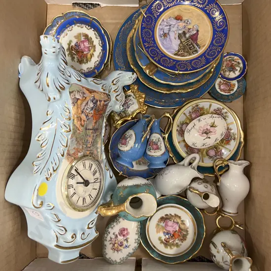 Box of Assorted Limoges Incl. Clock