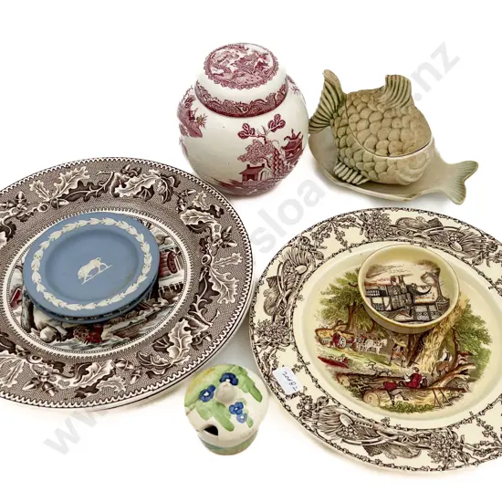 Quantity of Assorted Ornaments and China Incl. Masons Ginger Jar and Wedgewood Etc.