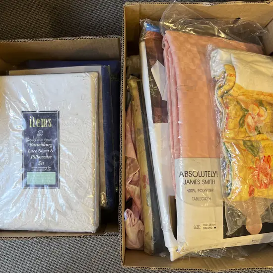 Two Boxes of Assorted As New Linen