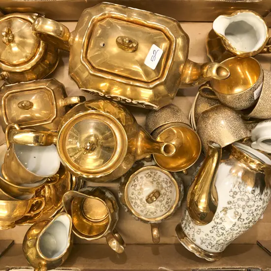 Box of Assorted Gilt Decorated China