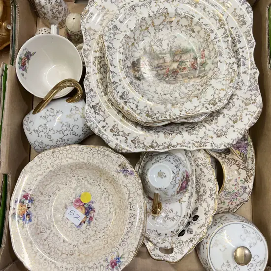 Box of Assorted Floral Decorated China