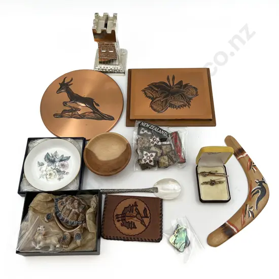Quantity of Assorted Incl. Copper Wall Hangings with Badges and Wade Turtle Etc.