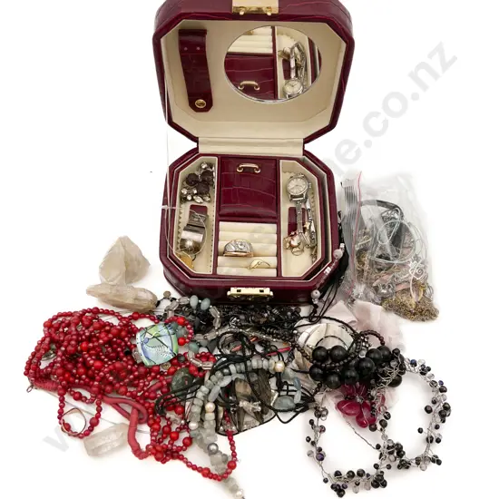 Box of Assorted Costume Jewellery Incl. Jewellery Box