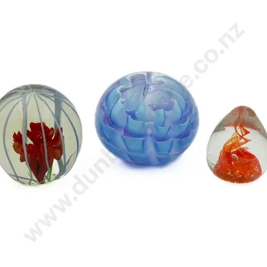 Three Art Glass Paperweights