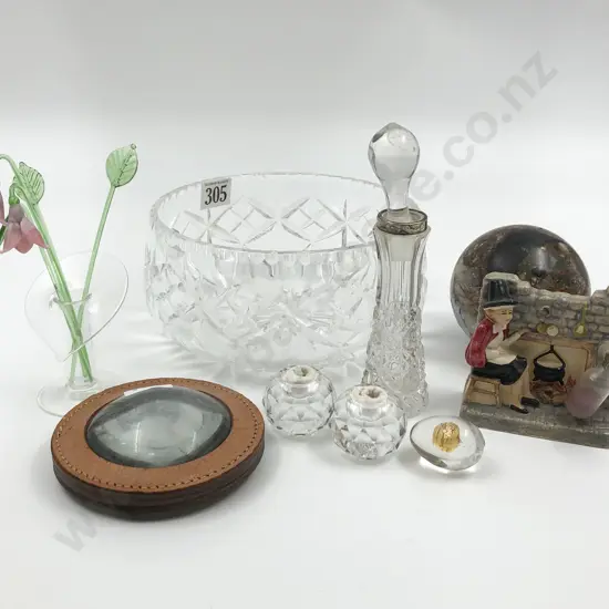 Quantity of Assorted Incl. Carpet Ball and Magnifier in Crystal Bowl