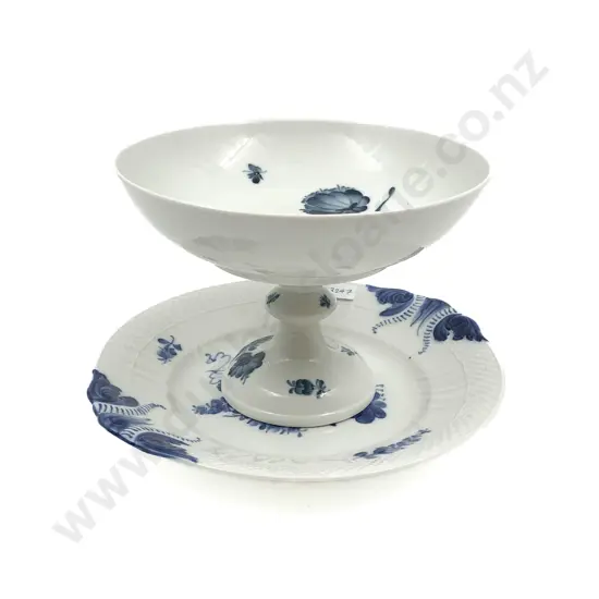 Royal Copenhagen Blue & White Comport and Plate