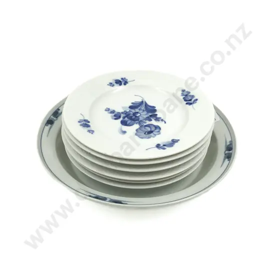 Six Royal Copenhagen Blue & White Plates and Shallow Bowl (7)