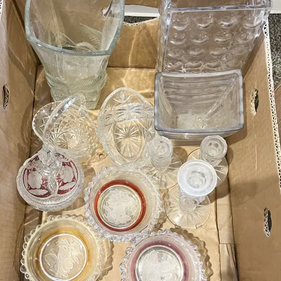 Box of Assorted Crystal and Glassware