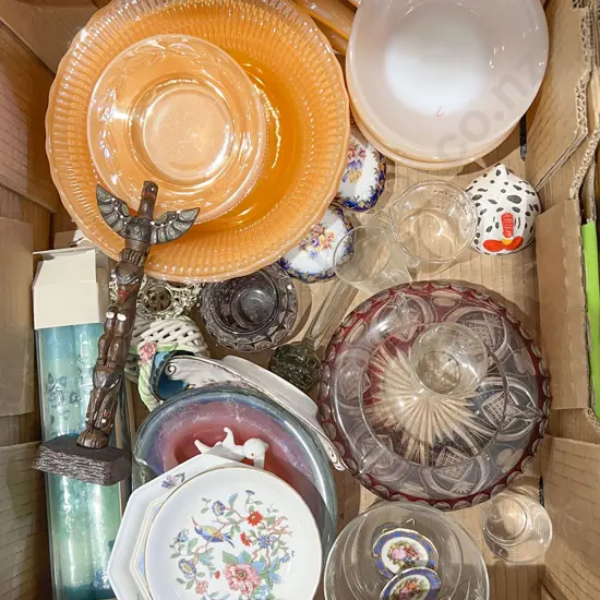 Box of Assorted Incl. China and Glassware Etc.