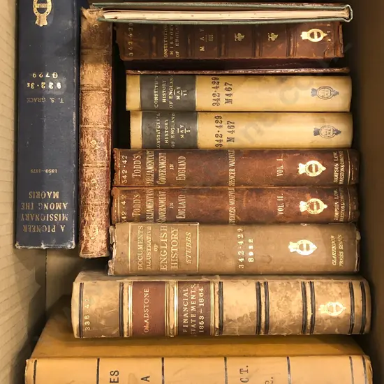 Box of Leather Bound Historical Volumes (Ex Libris)