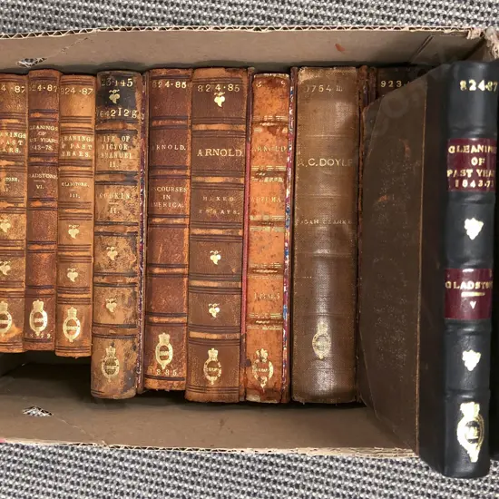 Small Box of Assorted Leather Bound Volumes (Ex Libris)