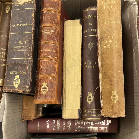Box of Assorted Leather Bound and Other Volumes (Ex Libris)