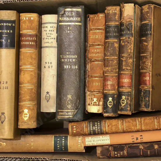 Box of Antique Leather Bound and Other Volumes (Ex Libris)