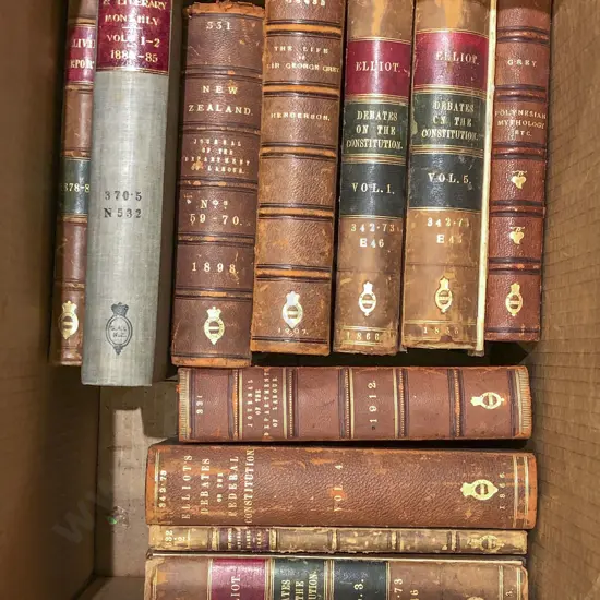 Box of Antique Leather Bound Volumes (Ex Libris)