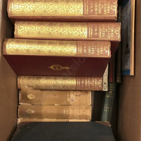Box of Assorted Books Incl. The Works and Life of Walter Bagehot (Ex Libris)