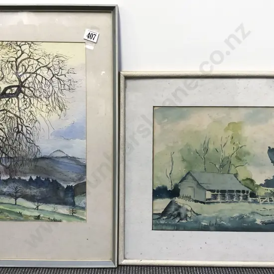 Ekkeharol Bohnel Watercolor Landscape Together With Other Watercolor (2)