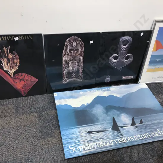 Four Posters on Board Together With Framed Poster (5)