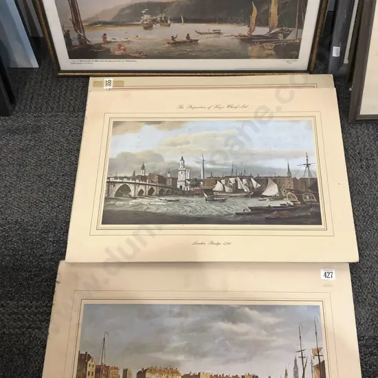 Two Framed Historical Prints Together With Five on Board (7)
