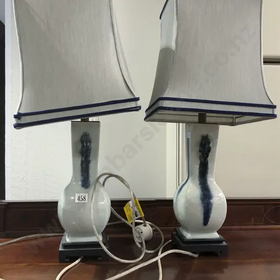Pair of Glazed Pottery Lamps