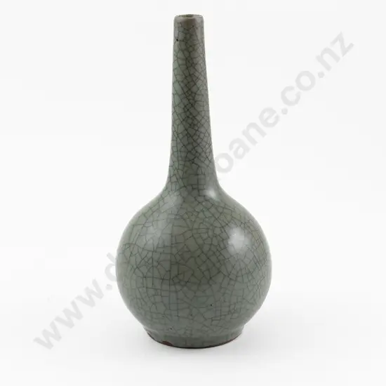 C19th Celadon Crackle Glaze Specimen Bottle Vase