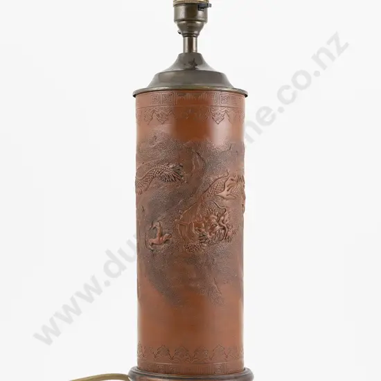 Antique Chinese Terracotta Brush Pot Lamp