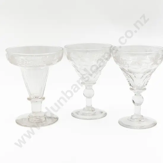 Pair and SIngle Victorian Glass Champagnes Glasses