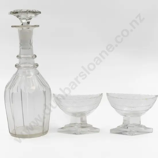 Pair Irish Regency Glass Salt Cellars