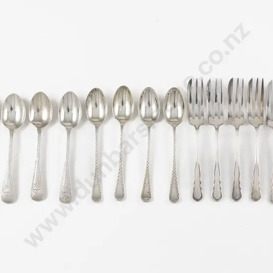 Set Of Six S/S Cake Forks & Eight various Coffee Spoons