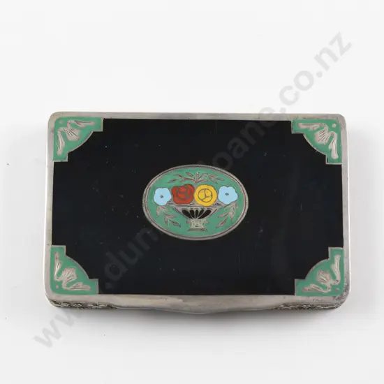 Art Deco .935 Silver and Enamel Box