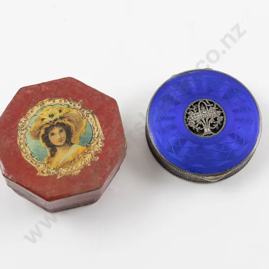 Austrian S/S .935 and Blue Guilloche Enamel Vanity Compact
