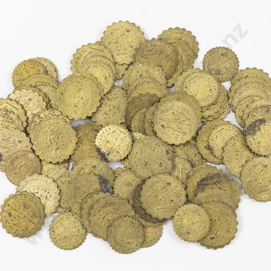 Qty Brass tokens "Joannes ille coquus sui filiique" by John Cooke London