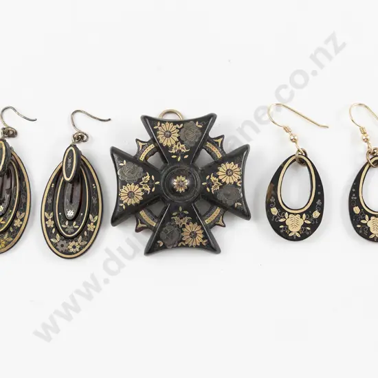 Victorian Tortoiseshell Pique Maltese Cross Pendant