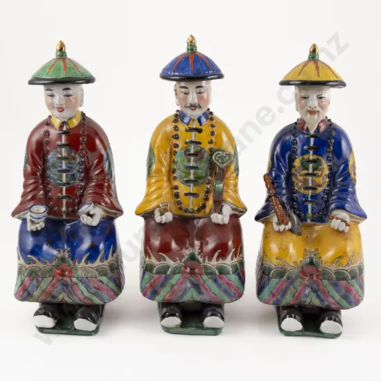 Set Of Three Chinese Qing Dynasty Style Emperor Figures