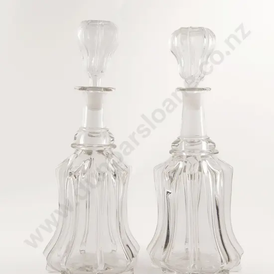 Pair Victorian Heavy Glass Decanters