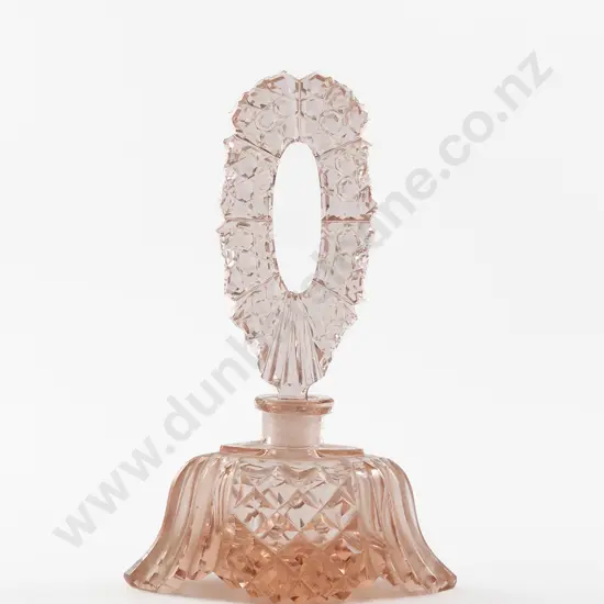 Art Deco Czech Pink Glass Scent Bottle