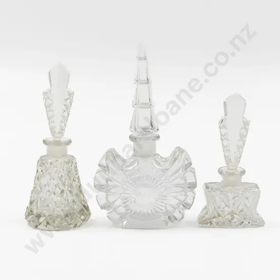 Three Czech Glass Scent Bottles