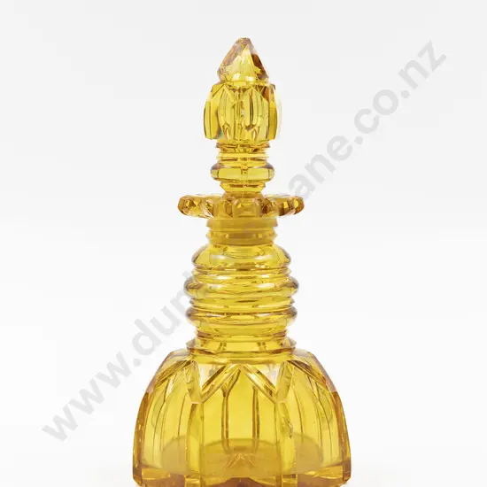 Late C19th Bohemian Amber Crystal Scent Bottle