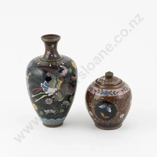 Two Japanese Late Meiji Period Cloisonne Vases