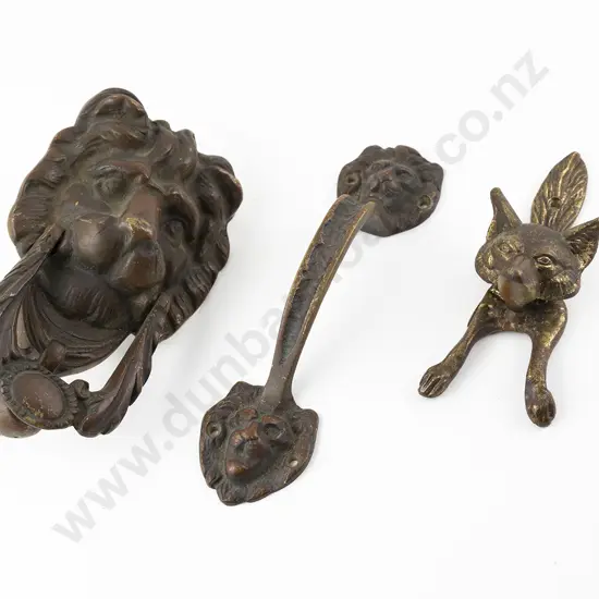 Antique Cast Bronze Lion Mask Door Knocker