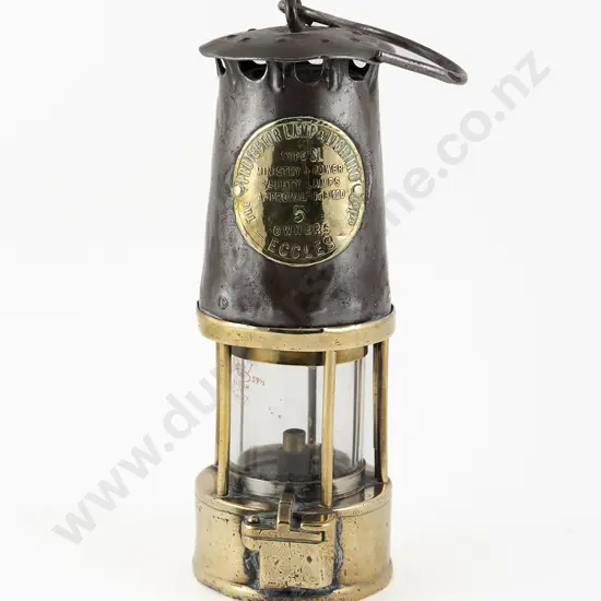 Antique Steel and Brass Miners Lamp
