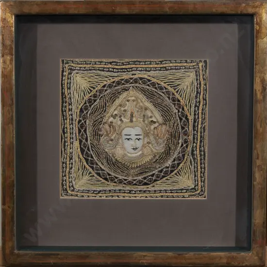 Framed Thai Embroidered Stumpwork Portrait Panel