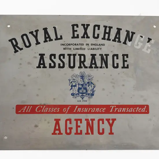 Vintage Steel and Enamel Royal Exchange Assurance Building Plaque